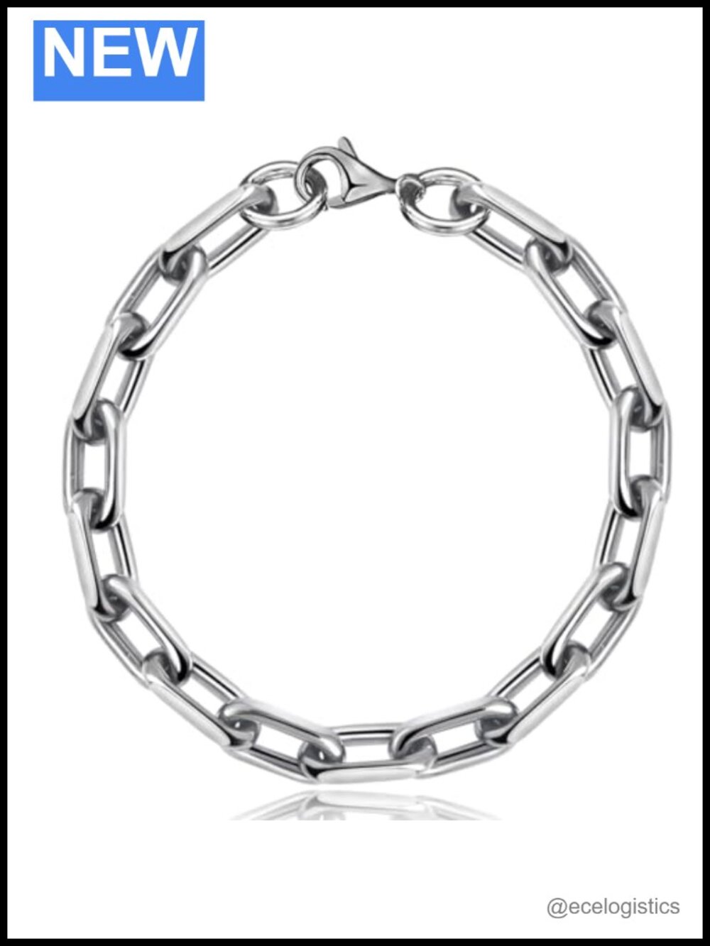 Pure Titanium Oval Chain Bracelet 8mm Link Seamless Welded Gift for Men